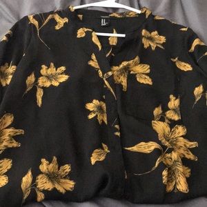 Black and yellow button down